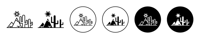 Cactus Mountain And Sun Icon vector