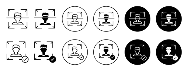 Face ID Scanner With Check Mark Icon vector