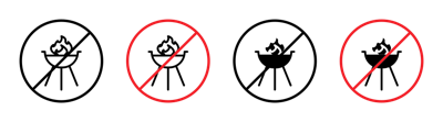 No Barbecue With Fire Sign vector