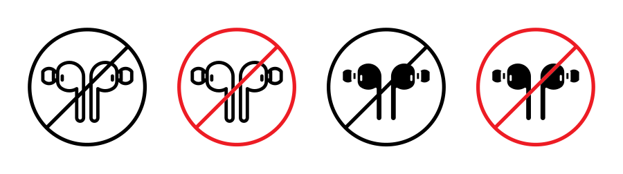 No Earbuds Allowed Sign Icon SVG