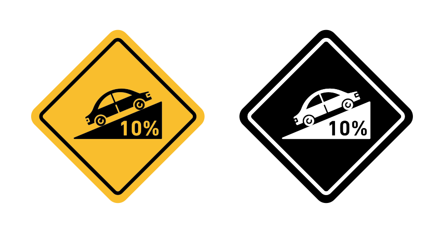 Steep Slope Ahead Sign Icon SVG