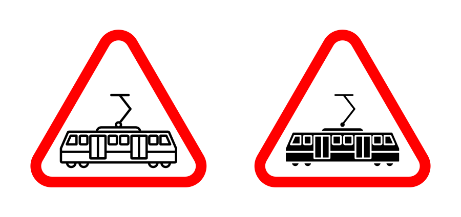 Tramway Caution Traffic Sign Icon SVG