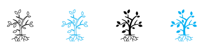 Tree With Roots And Leaves Icon vector